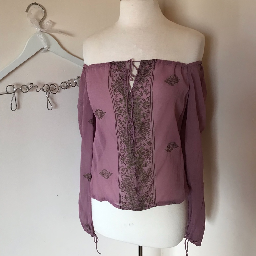 Plenty sheer off shoulder boho paisley India top